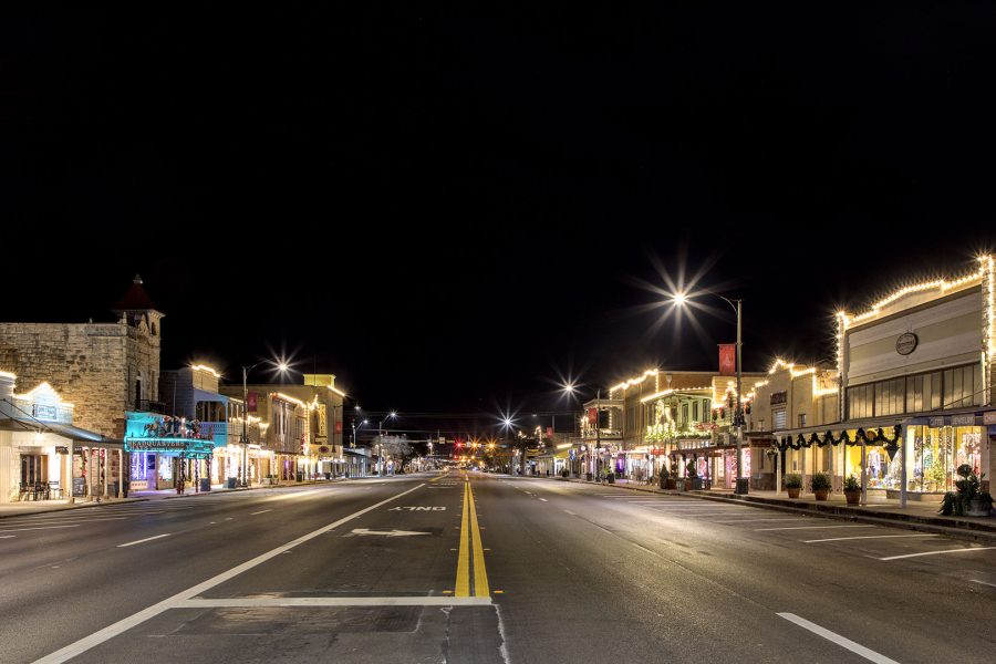 More About Fredericksburg Texas - Main Street at Night at Christmas